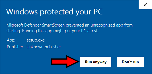 Windows protected your PC Click 2nd