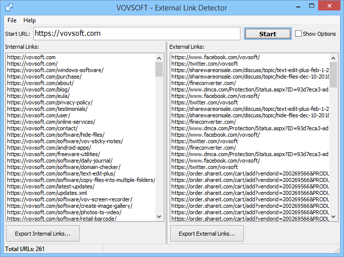 External Link Detector Screenshot