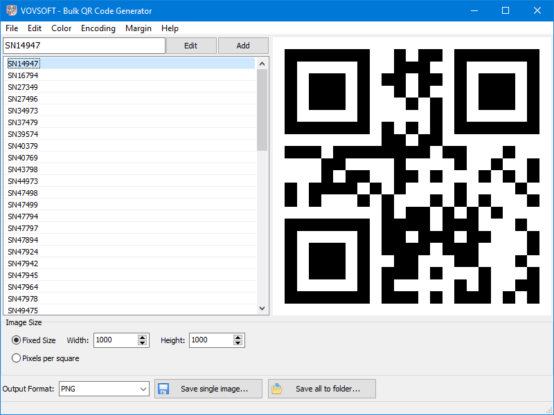 Bulk QR Code Generator Screenshot (Text)