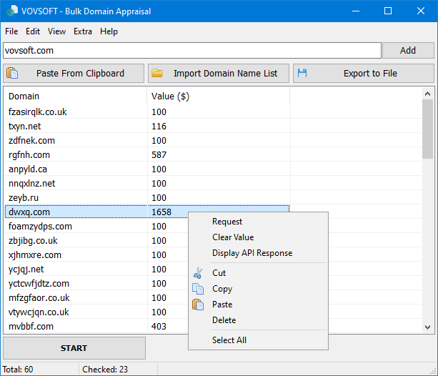 Vovsoft Bulk Domain Appraisal