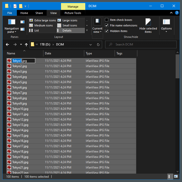 Rename using Windows Explorer