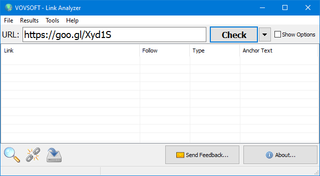 Link Analyzer window