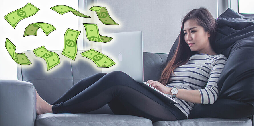 Girl making money with domain names