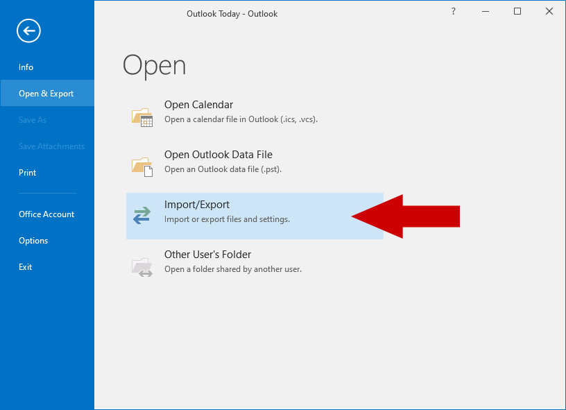 Outlook Import Export