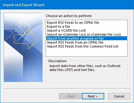 Outlook Import Step1