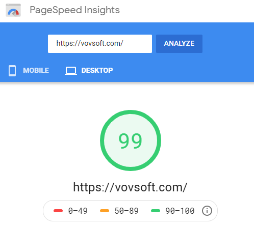 Pagespeed results