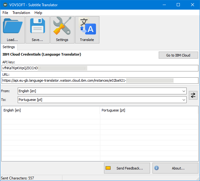 Subtitle Translator Settings Panel