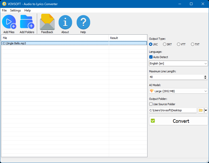 Audio to Lyrics Converter Screenshot