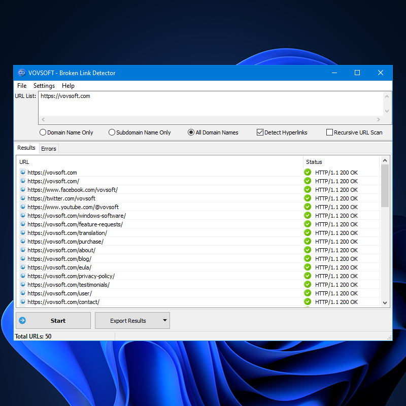 Broken Link Detector Screenshot