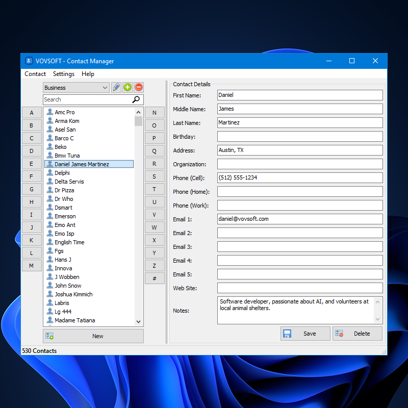 Contact Manager Screenshot