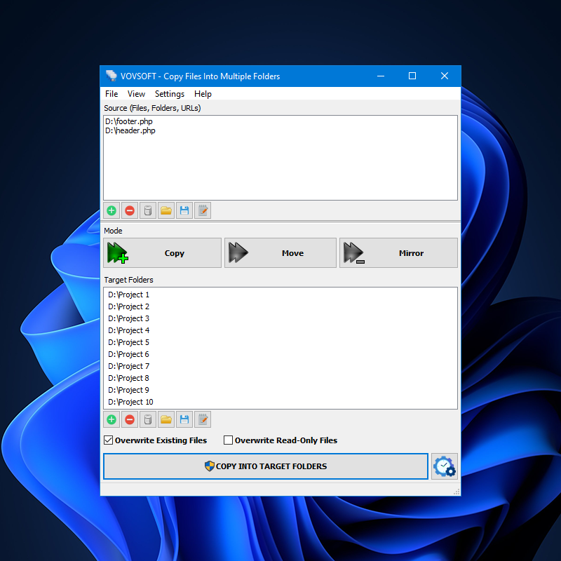 Copy Files Into Multiple Folders Screenshot