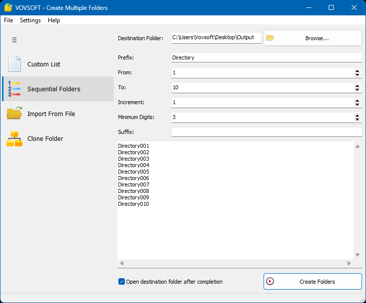 Create Multiple Folders Screenshot