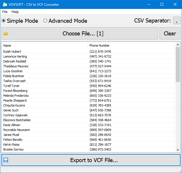 Csv To Vcf Converter For Pc Excel To Vcf Converter Vovsoft 4944