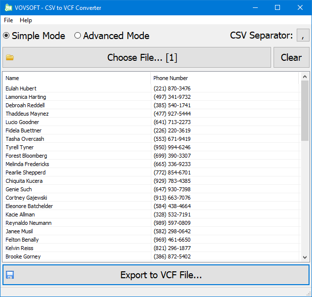 Как из файла vcf сделать csv