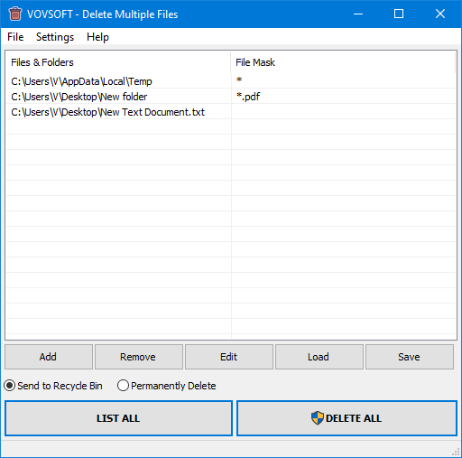 Delete Multiple Files Screenshot