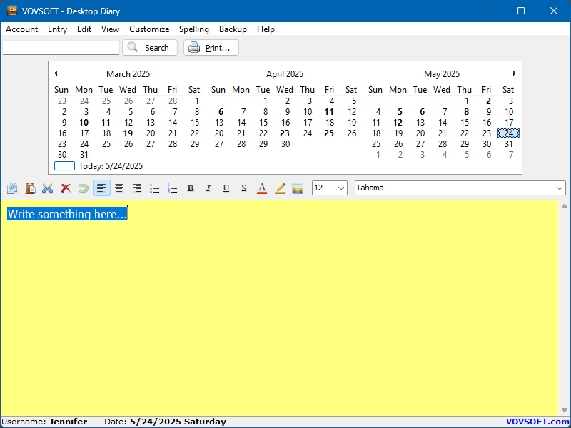 Desktop Diary for PC | Offline diary software - Vovsoft
