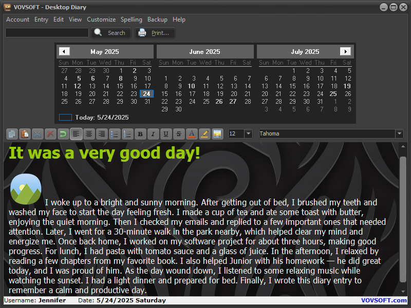 Desktop Diary Screenshot
