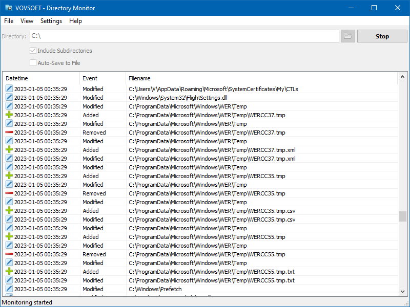 Directory History Software Directory Monitor for PC | Tracks activity within a folder
