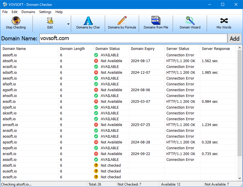 Domain Checker Screenshot