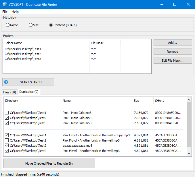 Duplicate File Finder Screenshot