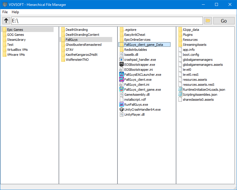 Hierarchical File Manager Screenshot