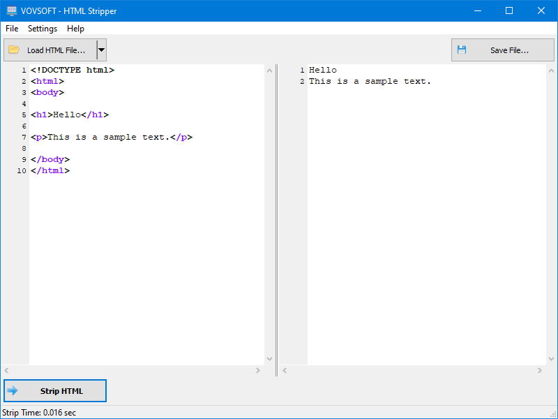 HTML Stripper Screenshot