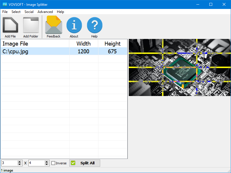 Image Splitter for PC | Splits image files - Vovsoft