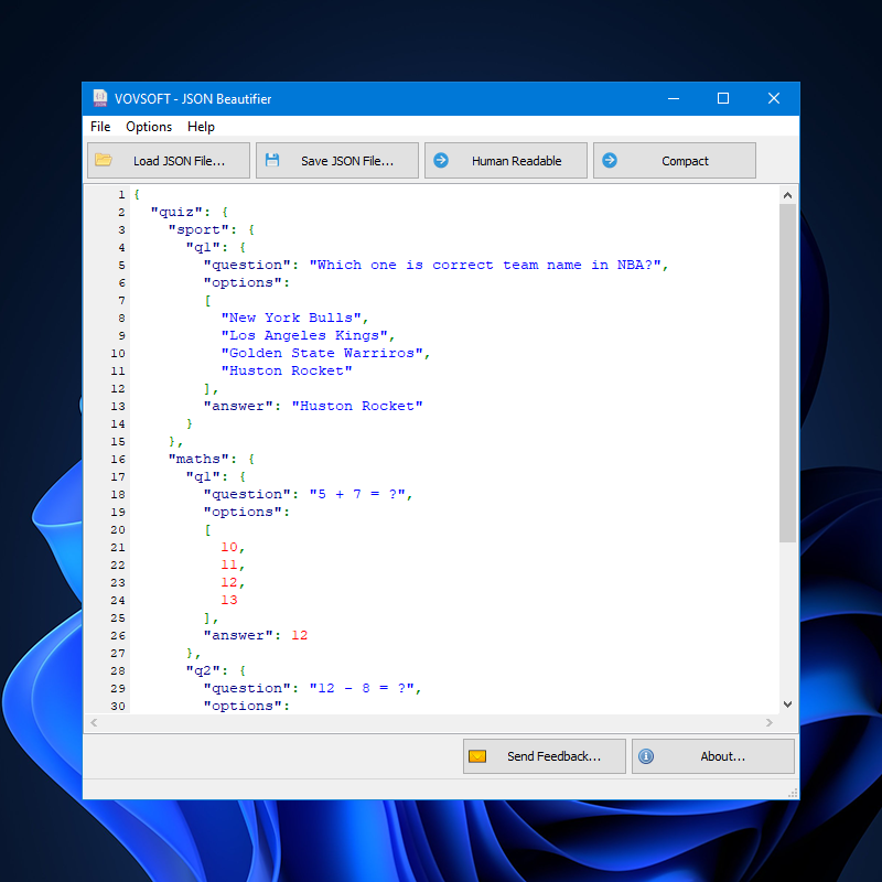 JSON Beautifier Screenshot