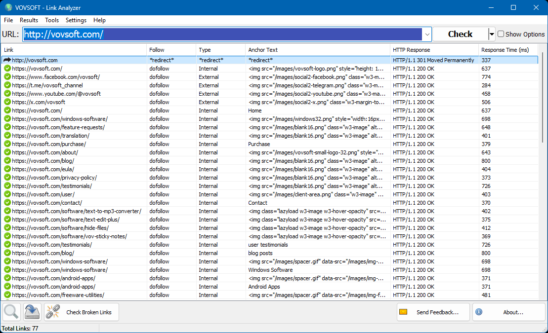 Link Analyzer Screenshot