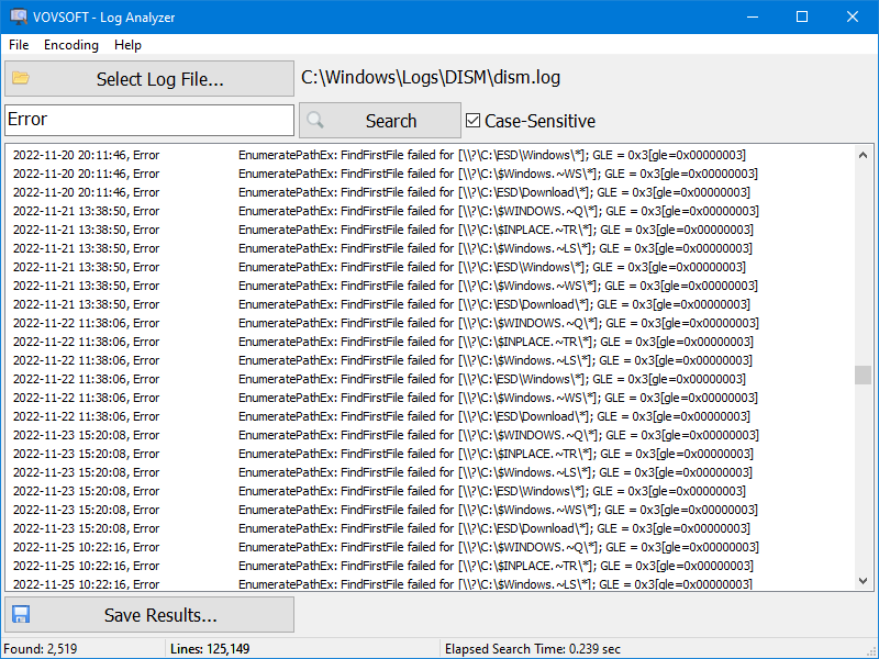 Log Analyzer Screenshot