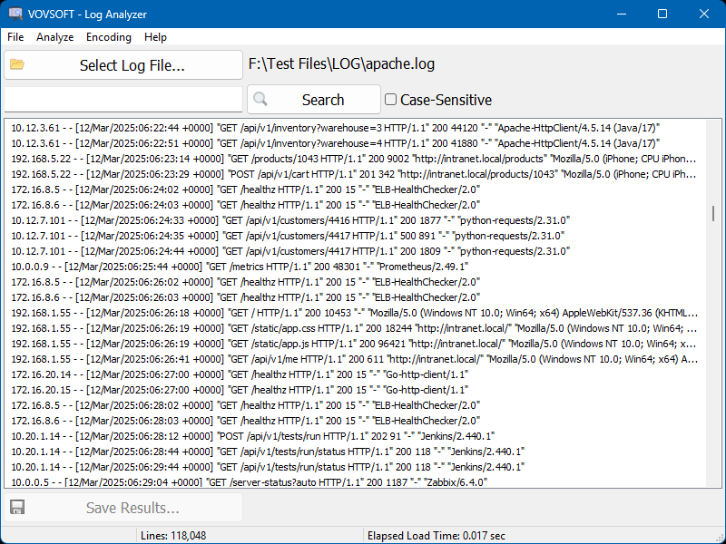 Log Analyzer Screenshot