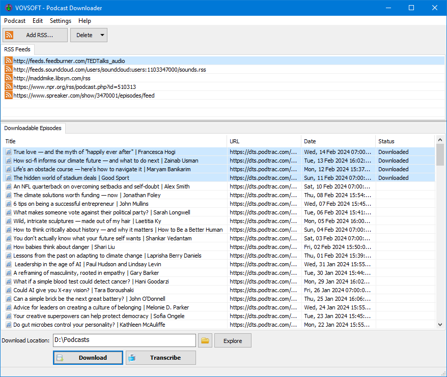 Podcast Downloader Screenshot