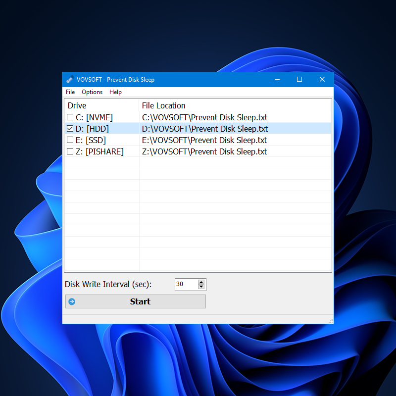 Prevent Disk Sleep Screenshot