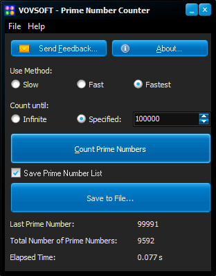 Prime Number Counter Screenshot