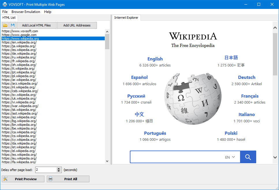 VovSoft Print Multiple Web Pages 2.1 Print-multiple-web-pages