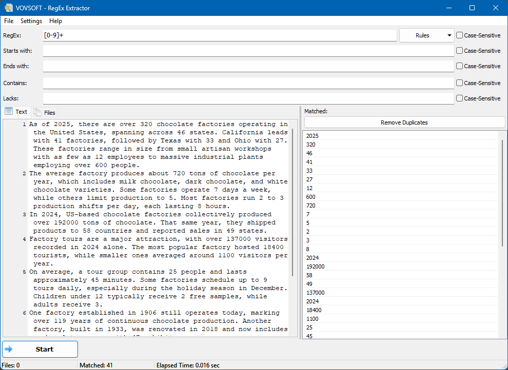 RegEx Extractor Screenshot