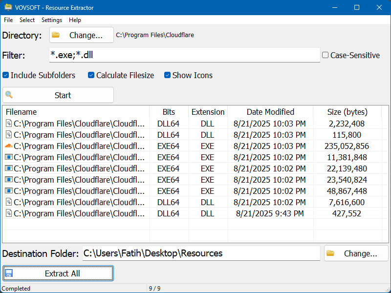 Resource Extractor Version History - Vovsoft