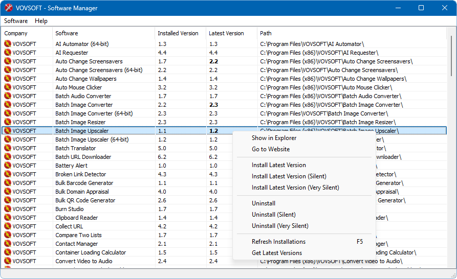 Software Manager Screenshot
