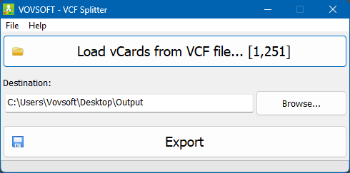 VCF Splitter Screenshot