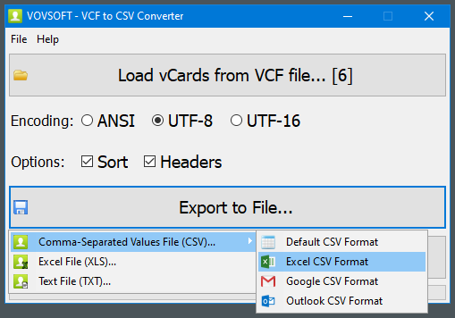 VCF to CSV Converter for PC | Converts VCF to CSV