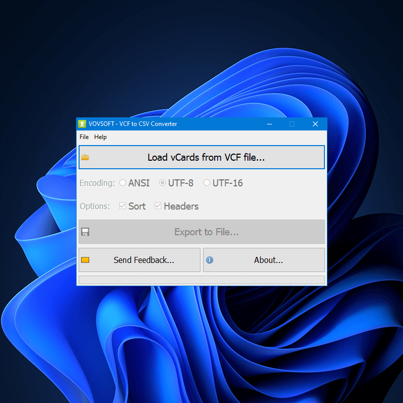 VCF to CSV Converter Screenshot