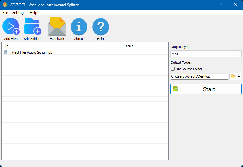 Vocal and Instrumental Splitter Screenshot