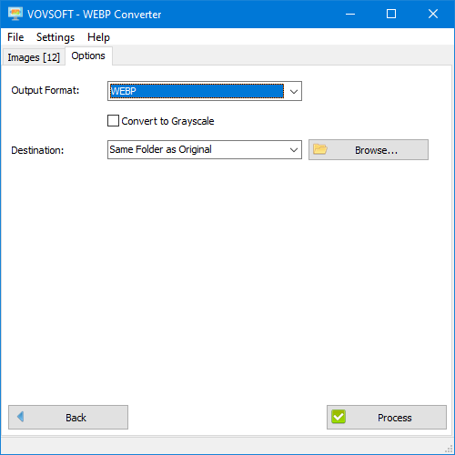 WEBP Converter for PC | Converts WebP files - Vovsoft