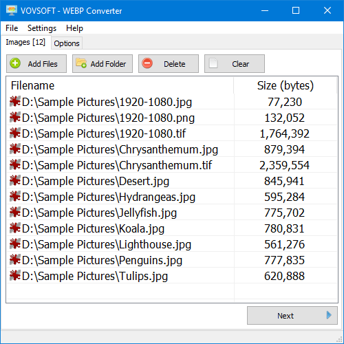 WEBP Converter for PC | Converts WebP files - Vovsoft