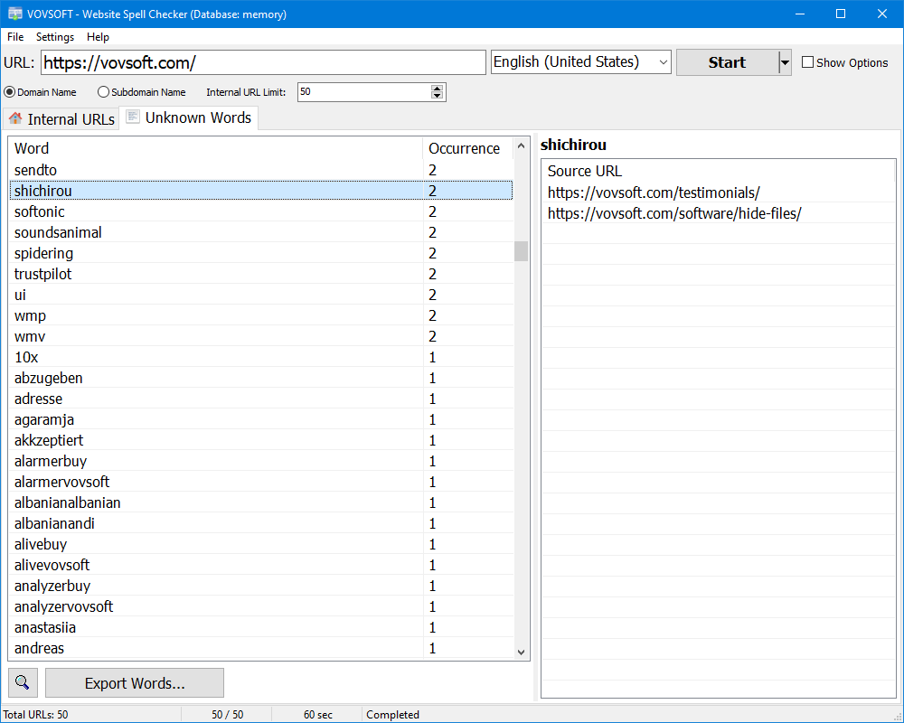 Website Spell Checker Screenshot
