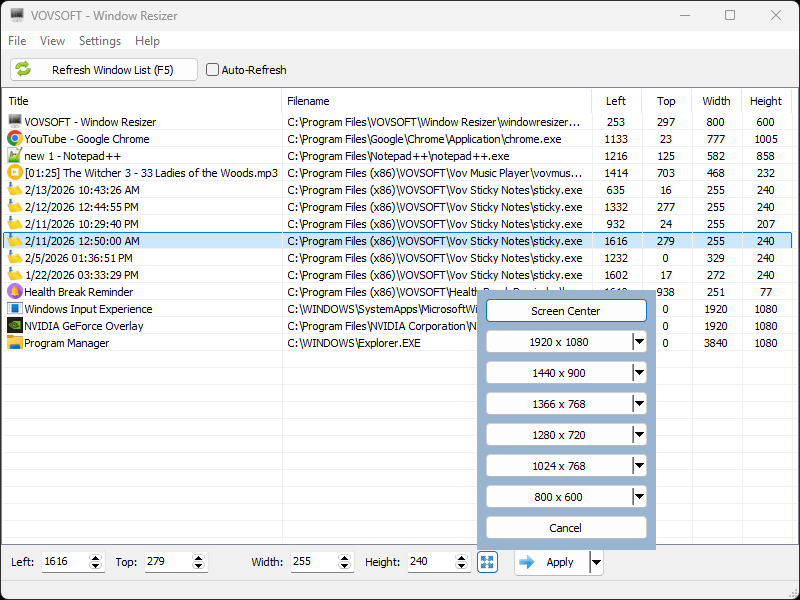 Oracle Window Resize Window Resizer for PC | Resizes Windows apps