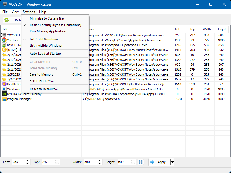 Oracle Window Resize Window Resizer for PC | Resizes Windows apps