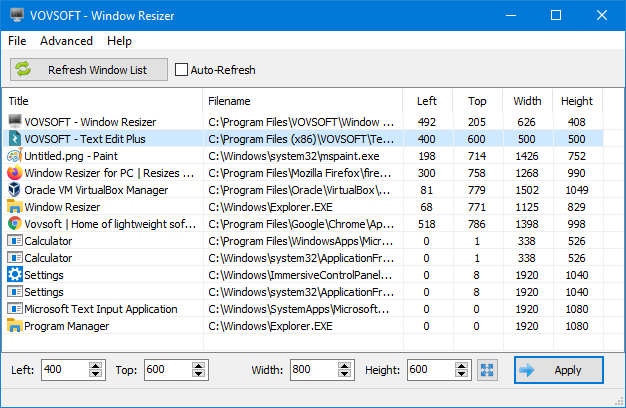 Window Resizer Screenshot