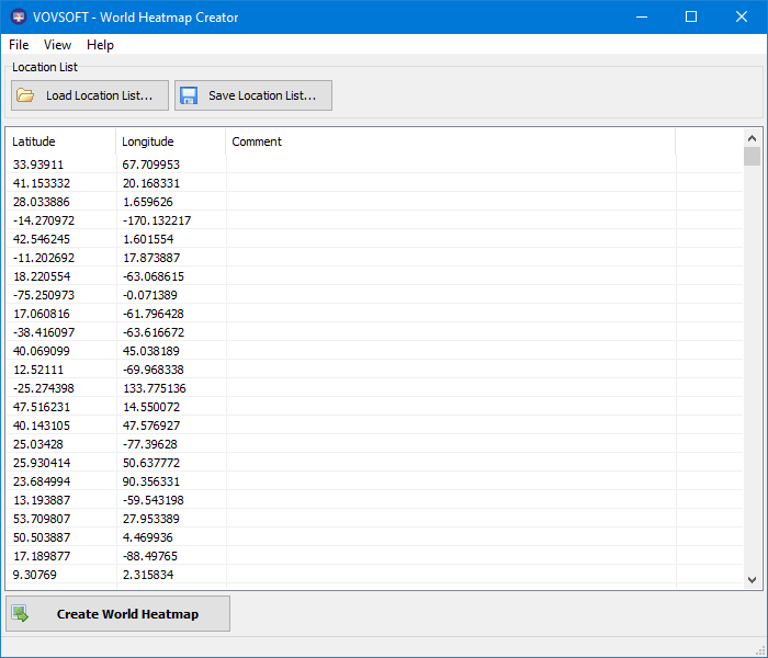 World Heatmap Creator Screenshot