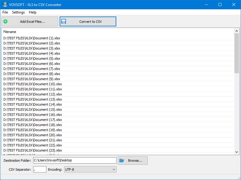 XLS to CSV Converter Screenshot